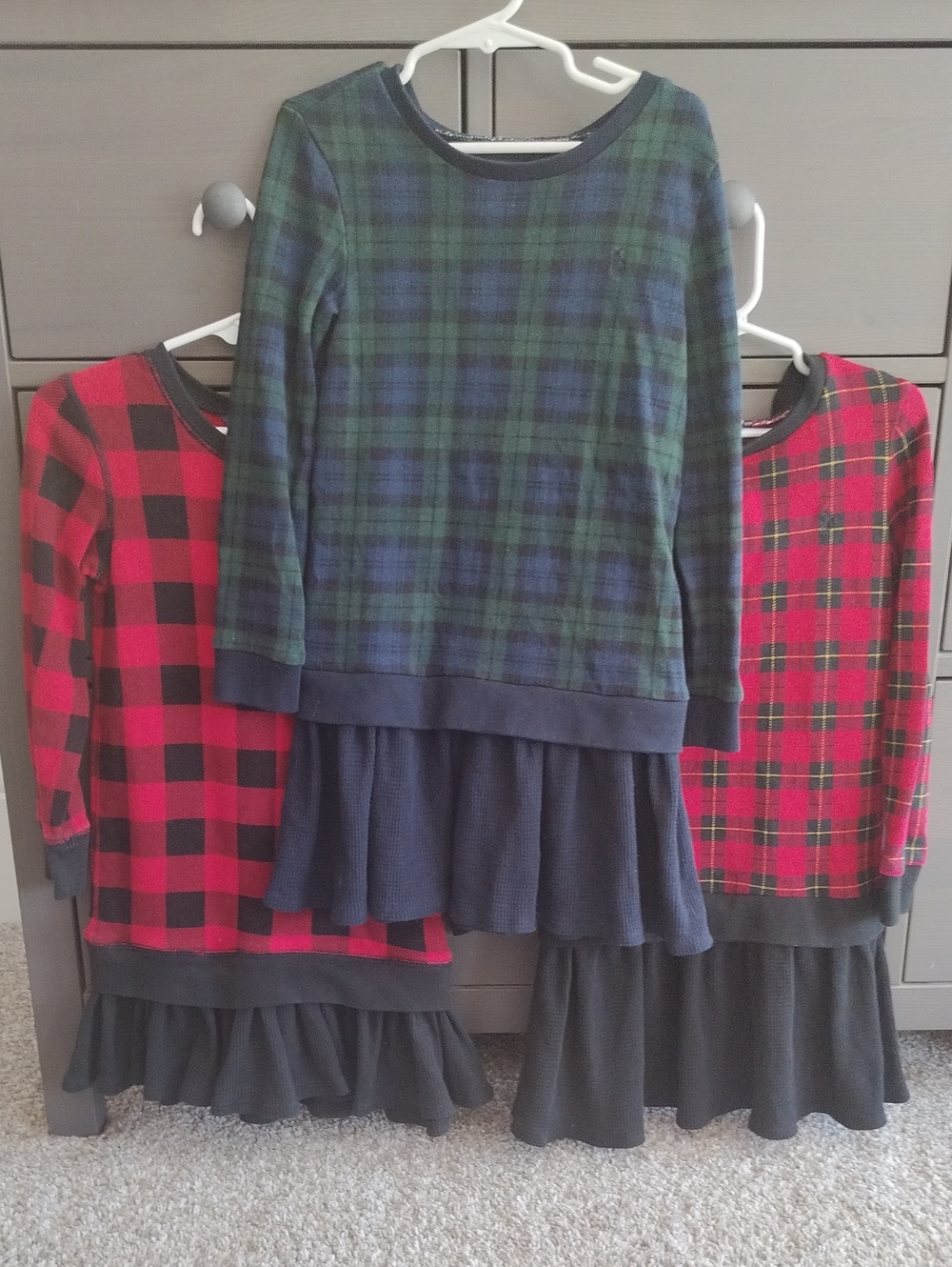 Set Of 3 Girls Polo by Ralph Lauren Green/Navy And Black/Red Dresses Size 6